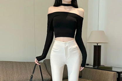 Bootcut Plain Rise Pants High