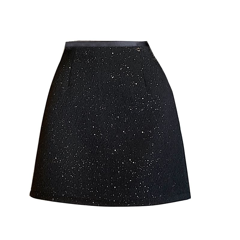 Skirt A-Line Sequin Rise High Mini