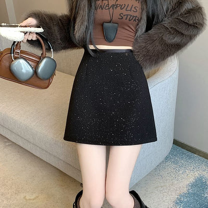 Skirt A-Line Sequin Rise High Mini