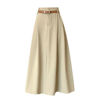 Midi Rise Plain A-Line High + Set: Skirt Belt