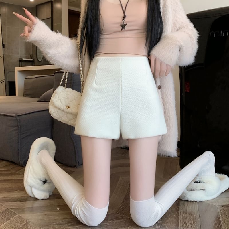 Plain Waist High Leg Shorts Wide