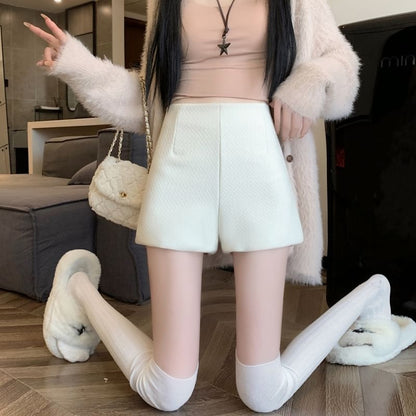 Plain Waist High Leg Shorts Wide