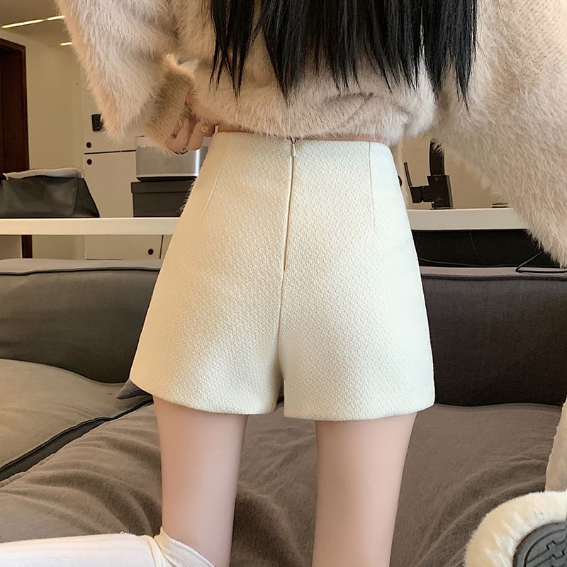 Plain Waist High Leg Shorts Wide