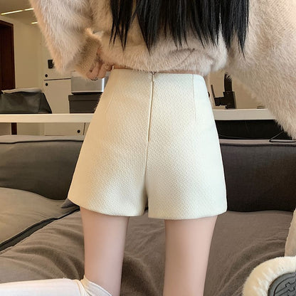 Plain Waist High Leg Shorts Wide