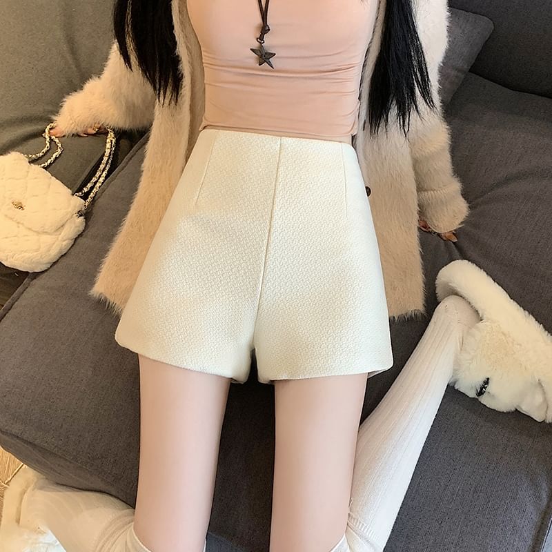 Plain Waist High Leg Shorts Wide