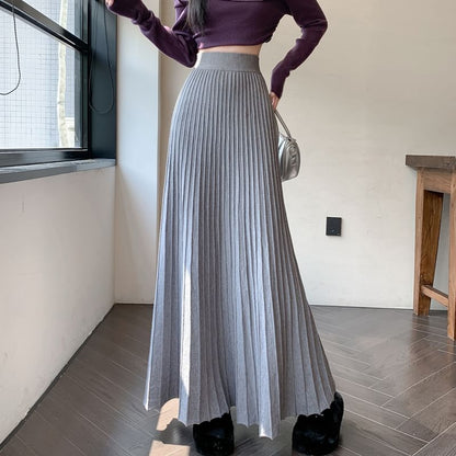 Rise Maxi High Plain Skirt A-Line Knit