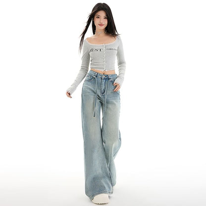 Jeans Mid Washed Rise (Various Wide Leg Designs)