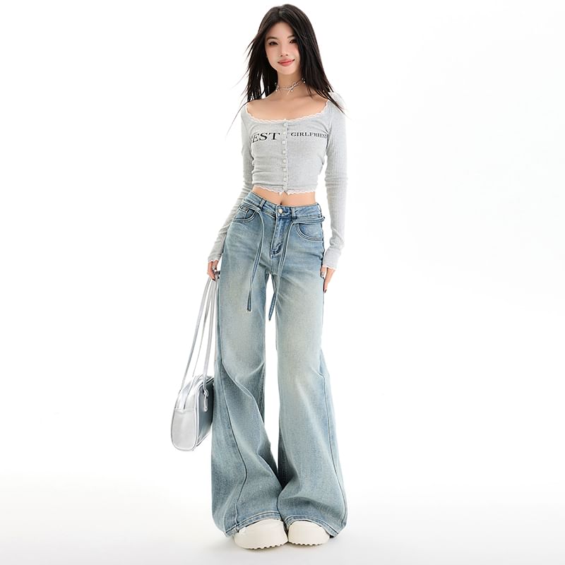 Jeans Mid Washed Rise (Various Wide Leg Designs)