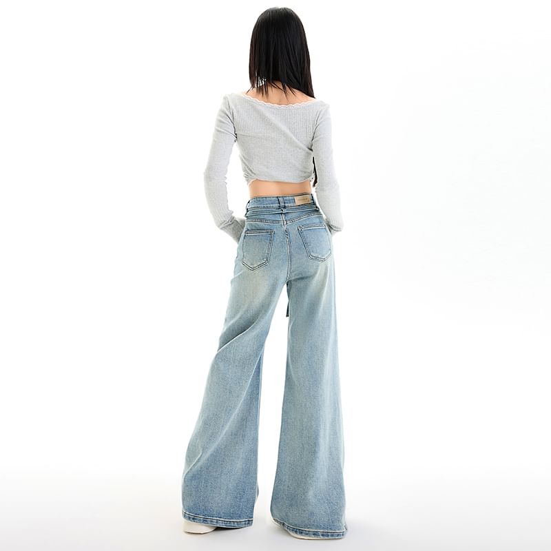 Jeans Mid Washed Rise (Various Wide Leg Designs)