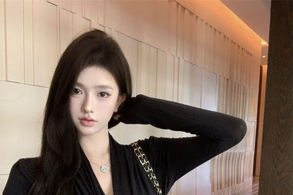 Waist Shawl Tie Plain Collar Cardigan