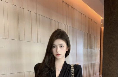 Waist Shawl Tie Plain Collar Cardigan