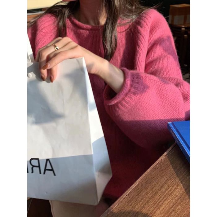 Plain Neck Crew Sweater