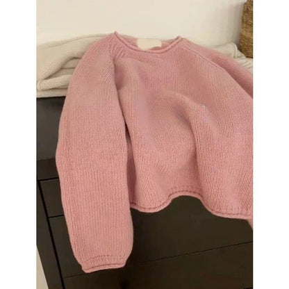 Plain Neck Crew Sweater