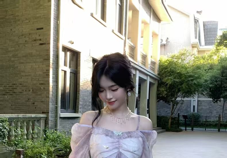 Butterfly Tie Maxi Long-Sleeve Dye Ruffle Dress Accent Shoulder A-Line Trim Cold