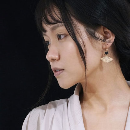 Earring Fan Asymmetrical Clip Drop / On