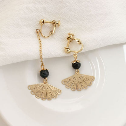 Earring Fan Asymmetrical Clip Drop / On