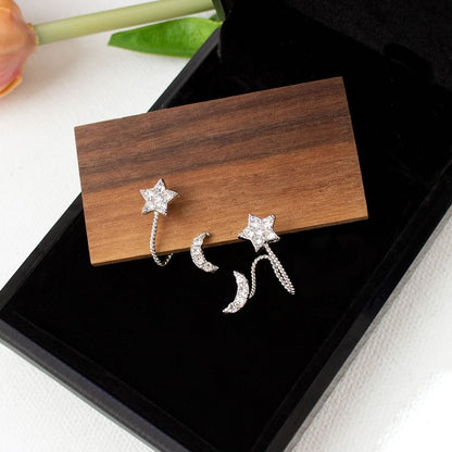 / Earring Clip Star Climber Crescent Rhinestone On