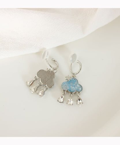 Earring Hoop On Drop Clip Rhinestone / Cloud