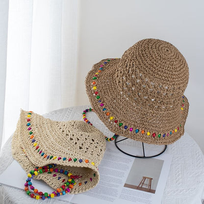 Bucket Straw Beaded Hat
