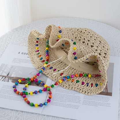 Bucket Straw Beaded Hat