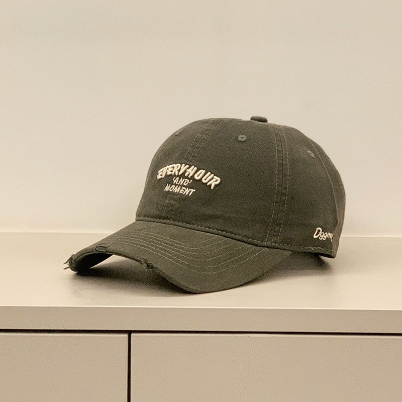 Embroidered Baseball Lettering Distressed Cap