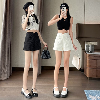 Frog High Button Shorts Plain Waist