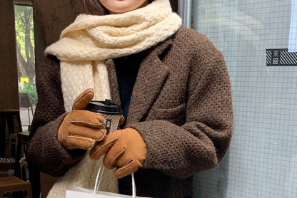 Faux Fluffy Suede Plain Gloves Trim