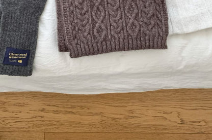 Cable-Knit Plain Scarf