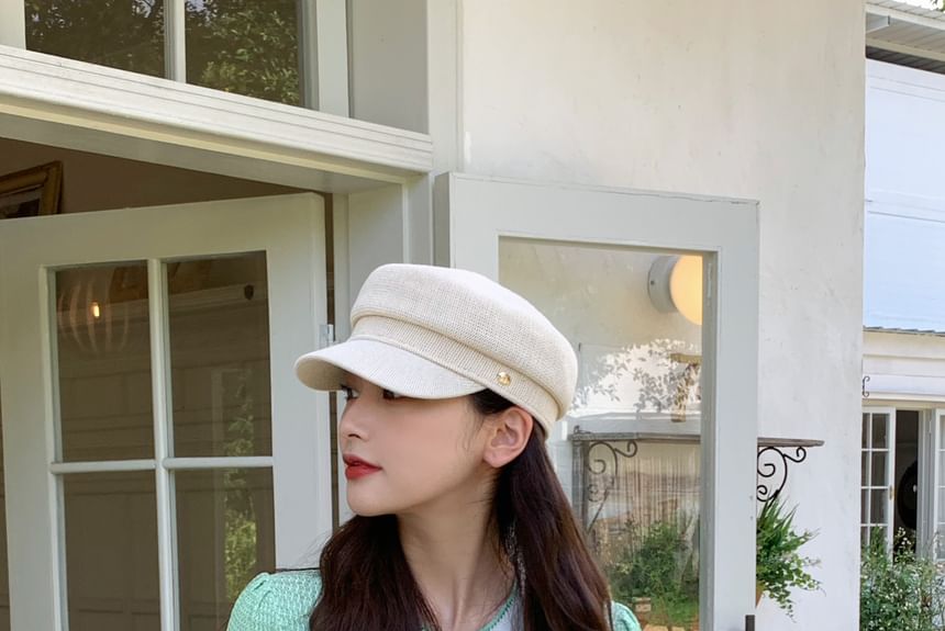 Buttoned Newsboy Cap