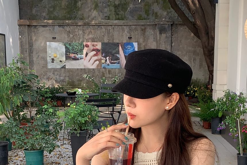 Buttoned Newsboy Cap