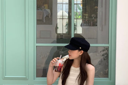 Buttoned Newsboy Cap