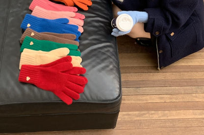 Buttoned Gloves Heart Knit