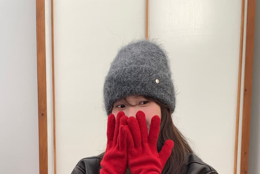 Buttoned Gloves Heart Knit