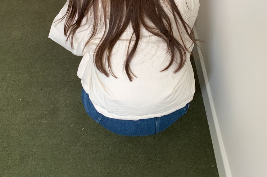 Lace-Up Plain Applique Balaclava Knit Ribbed