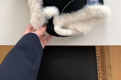 Fluffy Trapper Applique Hat Plain Trim