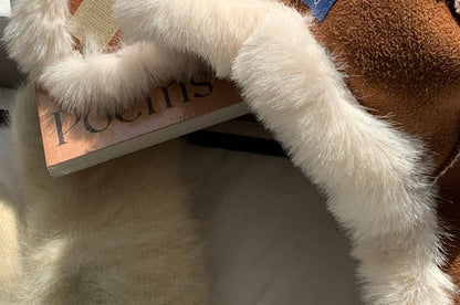 Fluffy Trapper Applique Hat Plain Trim