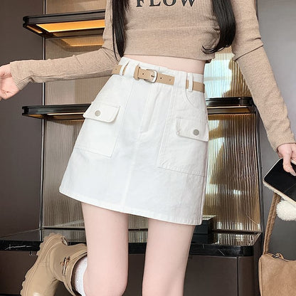 Mini High Cargo A-Line Skirt Plain Rise