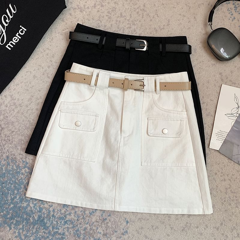 Mini High Cargo A-Line Skirt Plain Rise