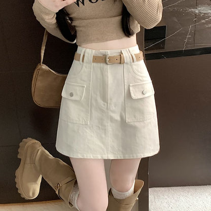 Mini High Cargo A-Line Skirt Plain Rise