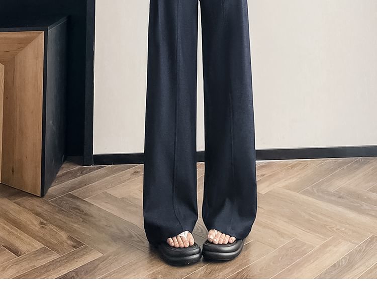 Wide Dress Plain Waist High Leg Pants
