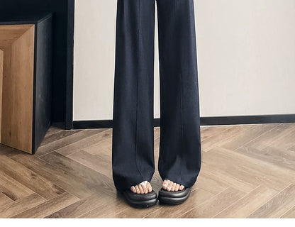 Wide Dress Plain Waist High Leg Pants