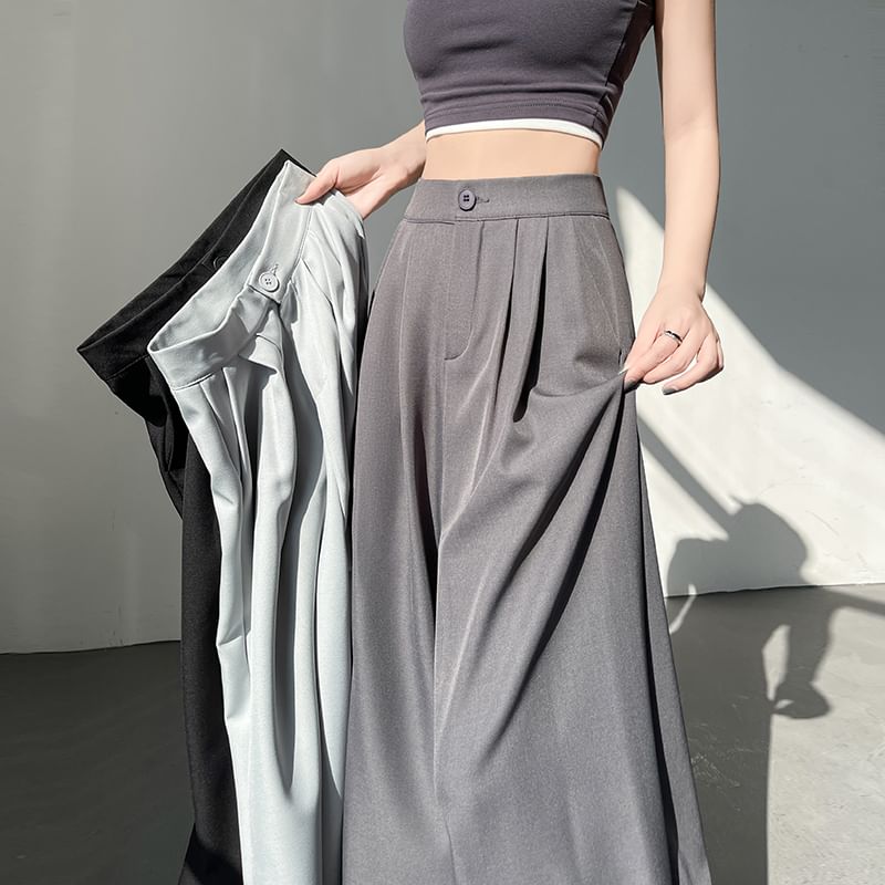High Rise (Various Wide Plain Leg Designs) Slacks