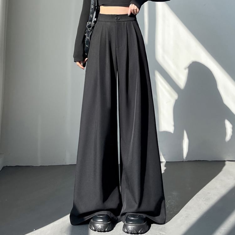 High Rise (Various Wide Plain Leg Designs) Slacks