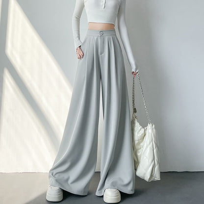 High Rise (Various Wide Plain Leg Designs) Slacks