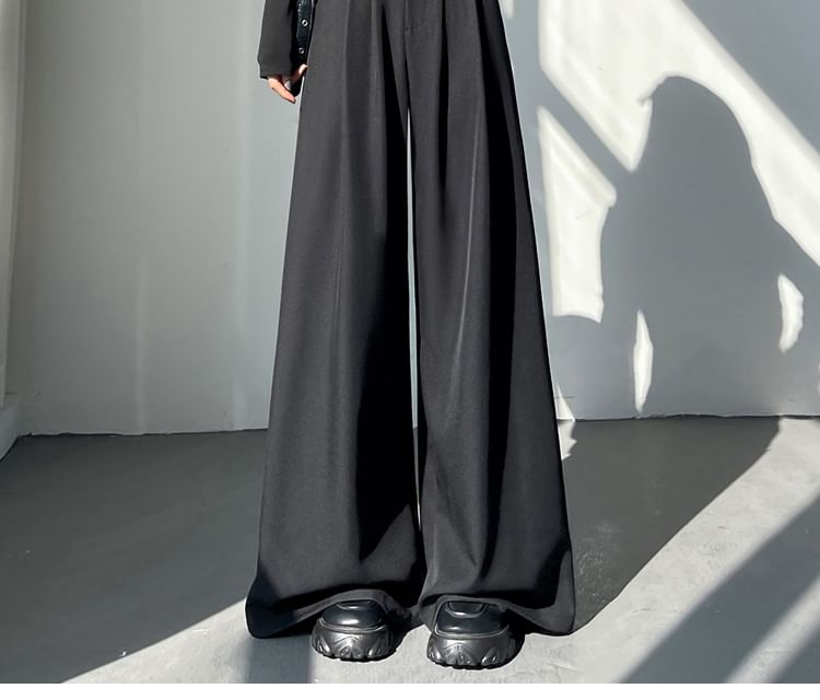 High Rise (Various Wide Plain Leg Designs) Slacks