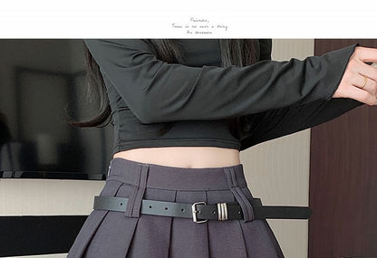 A-Line High Plain Skirt Mini Waist Pleated