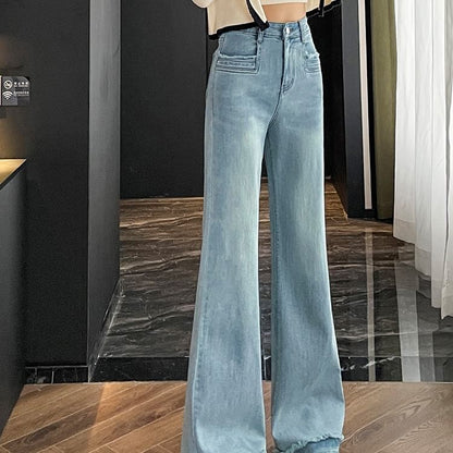 Washed Designs) Bootcut Fringed (Various Waist High Jeans