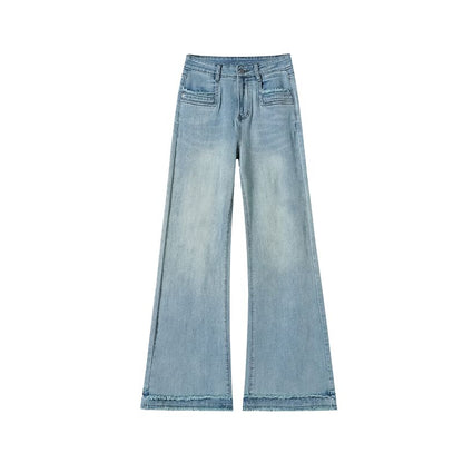 Washed Designs) Bootcut Fringed (Various Waist High Jeans