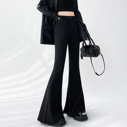 Designs) Flared Waist High Pants Plain (Various Dress