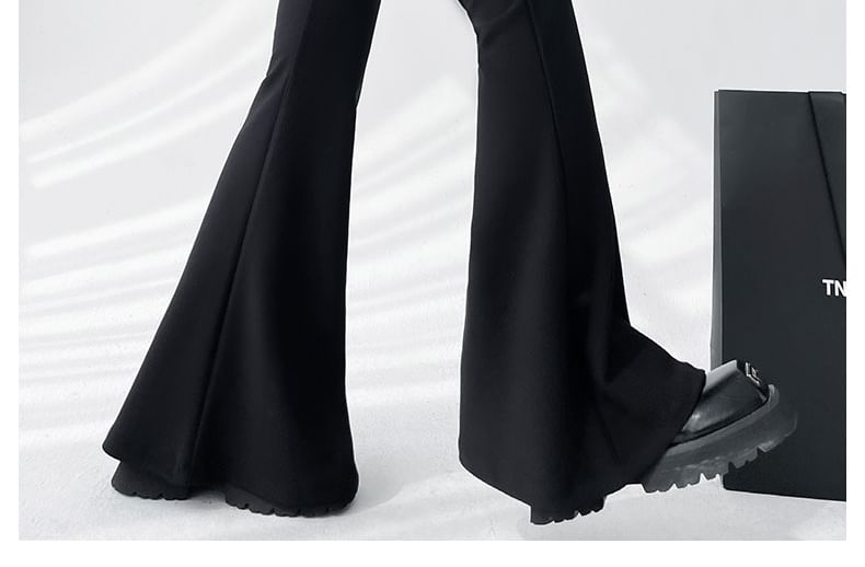 Designs) Flared Waist High Pants Plain (Various Dress